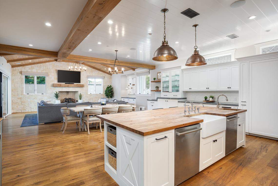 Kitchen and family room