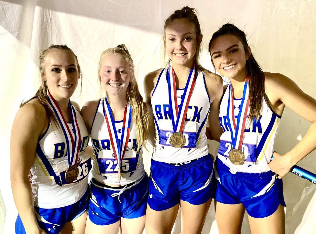 The Brock girls 4x400 relay team of Brenna Lee, Kaley Leatherwood, Gracie Stephens and Torrye Tyler got the bronze medal at the UIL 3A state meet Thursday in Austin.