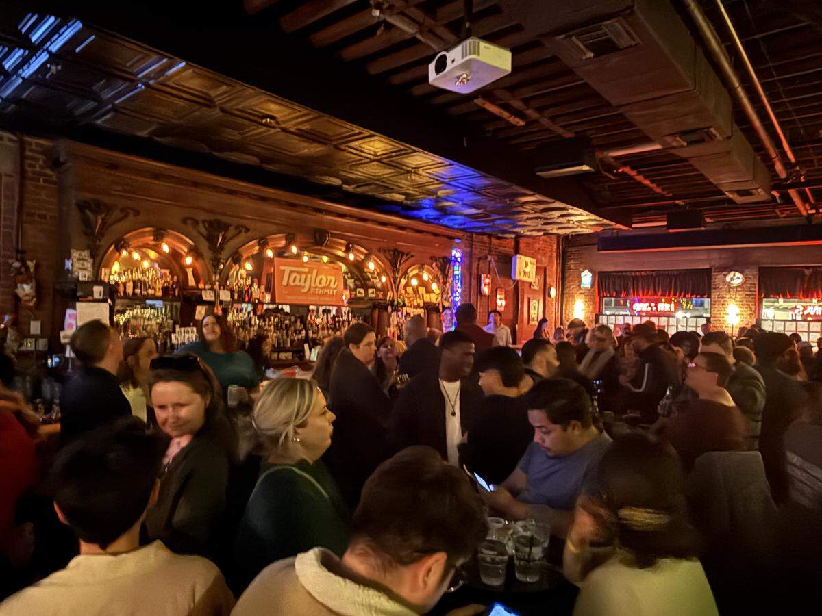 Taylor Rehmet’s supporters gather at his watch part at Nickel City in Fort Worth on Saturday, Jan. 31, 2026.