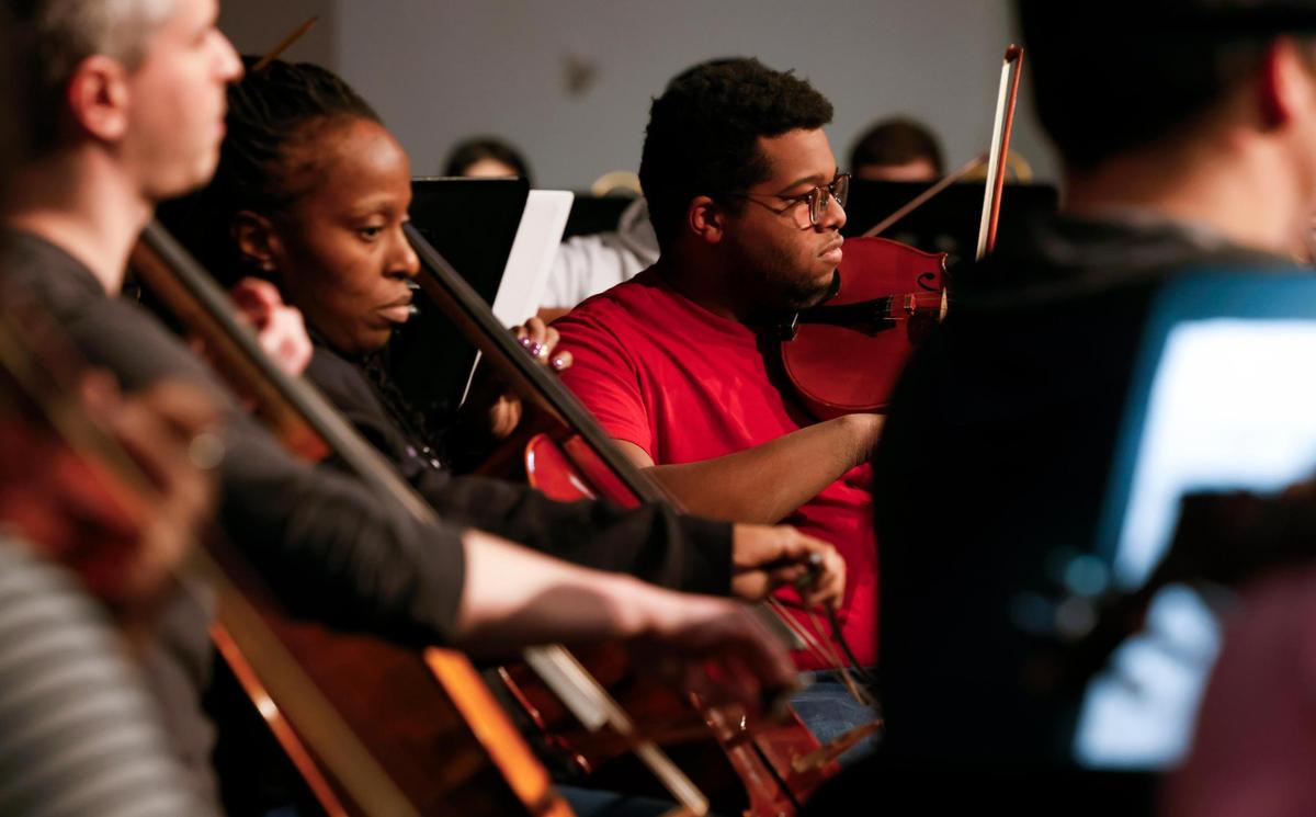 Members of the Mansfield Philharmonic rehearse for an upcoming performance on Thursday, Nov. 21, 2024, at First Methodist Mansfield.