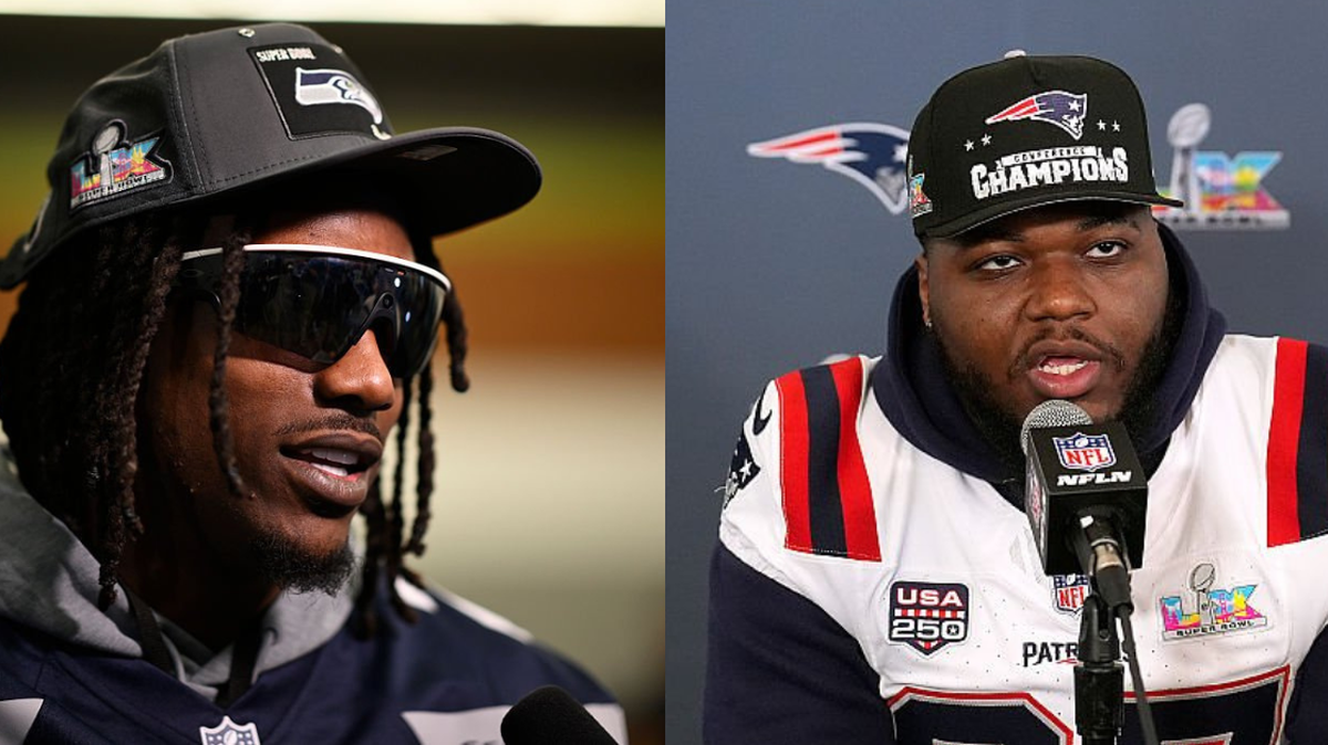 Seahawks cornerback Riq Woolen (left), who went to Fort Worth Arlington Heights, and Patriots defensive lineman Milton Williams, who went to Crowley, will face off Sunday in Super Bowl LX in Santa Clara, Calif.