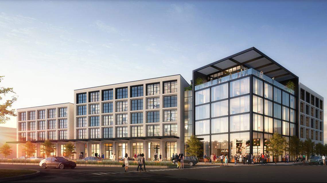 This rendering shows a planned boutique hotel at Camp Bowie and Van Cliburn Way under development by John Goff.