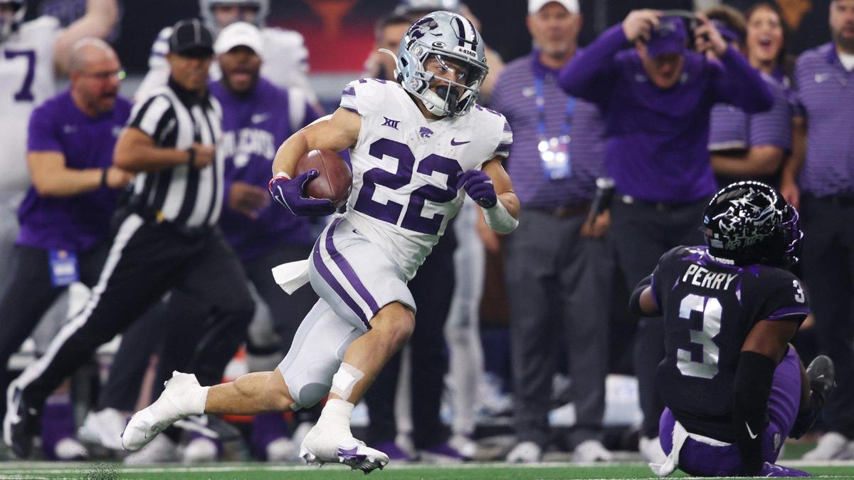 Kansas State running back Deuce Vaughn runs the ball for a touchdown against TCU during the 2022 Dr. Pepper Big 12 Championship on Saturday, December 3, 2022.