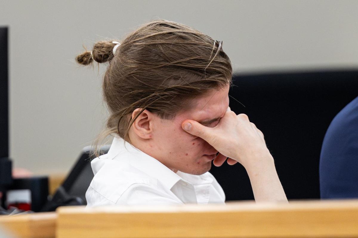 Defendant Carl Brewer, 25, sits in the courtroom for his capital murder trial at the Tim Curry Criminal Justice Center in Fort Worth on Wednesday, May 29, 2024. He is accused of shooting to death his adoptive parents, Troy Brewer and Mary Brewer, in November 2016 in Crowley.