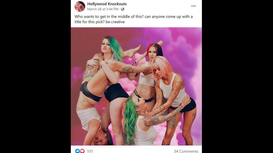 The Hollywood Knockouts are bikini-clad female oil wrestlers who travel throughout the country for events.