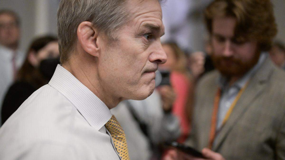 Oct 17, 2023; Washington, DC, USA; Rep. Jim Jordan, R-Ohio, chairman of the House Judiciary Committee talks to reporters at the U.S. Capitol. House lawmakers held a vote to elect a new speaker in Washington on Tuesday, Oct. 17, 2023. Jordan came up short on his bid to win the House Speaker post. Mandatory Credit: Craig Hudson-USA TODAY
