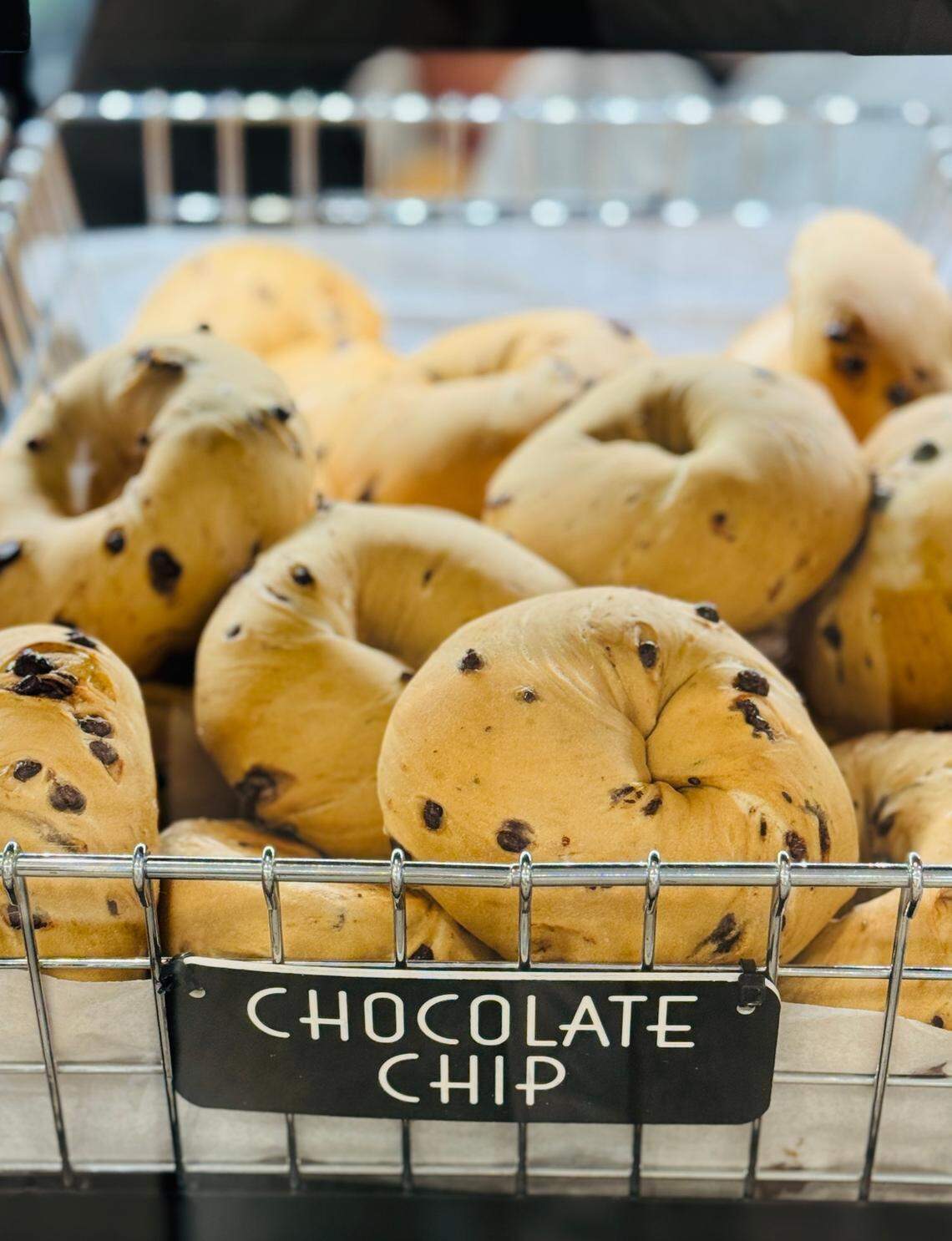 Chocolate chip-sourdough bagels at Dan’s Bagels in Trophy Club, Texas.