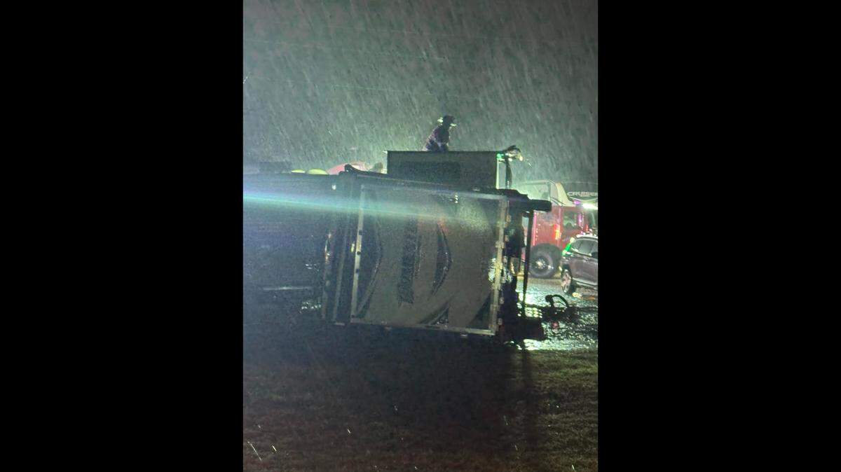 At least three RV trailers overturned at an RV park on White Settlement Road in Parker County in the storms early Tuesday, March 4, 2025.