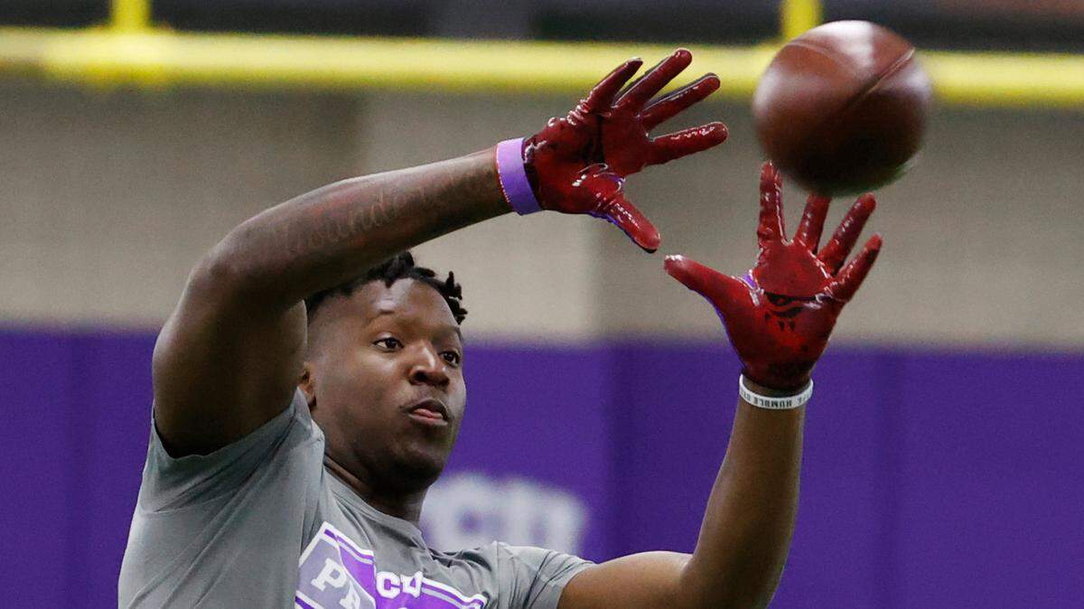 TCU tight end Artayvious Lynn tried to impress NFL scouts during the school’s 2021 pro day.