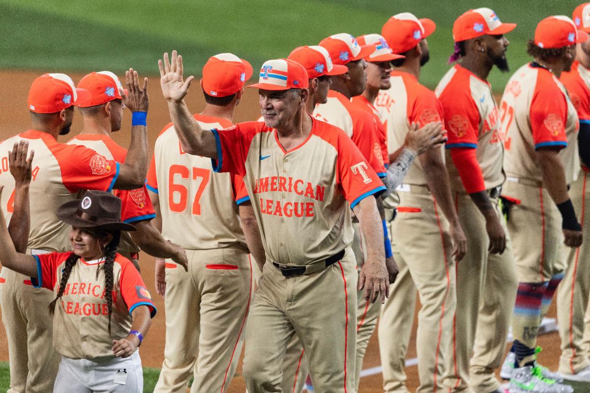 Manager Bruce Bochy of the Texas Rangers and the American League defeated the National League 5-3 in the 2024 MLB All-Star game on Tuesday night in Arlington.