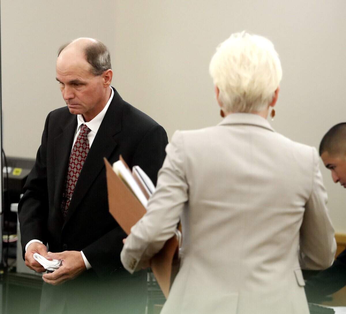 Defendant, Kenneth Martin leaves the courtroom for a lunch recess during his murder trial at the Tim Curry Justice Center on Monday. Martin was convicted of killing his estranged wife at an intersection in Southlake near Town Square in 2016.