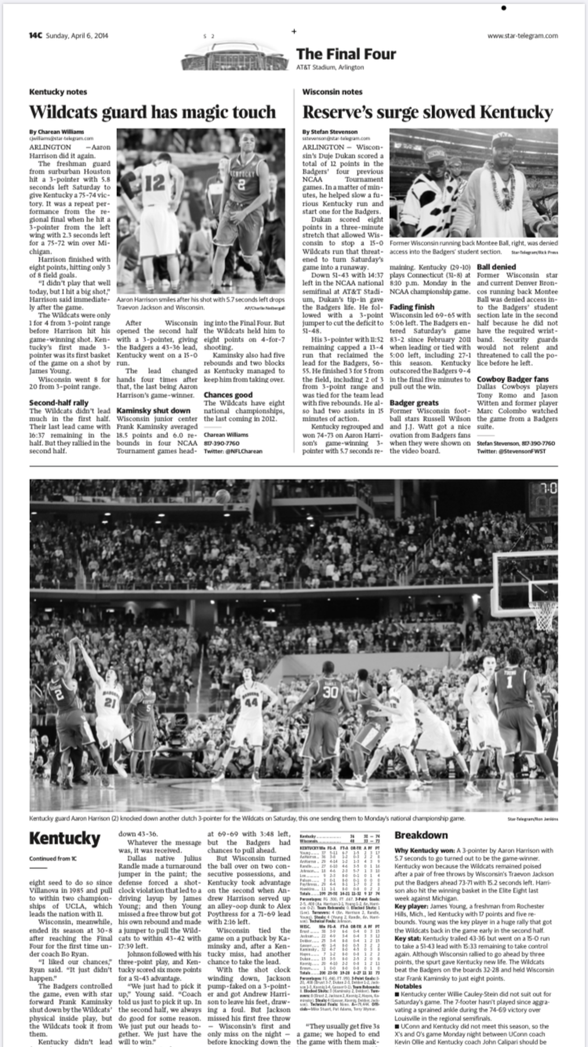 Inside of the Star-Telegram sports section on April 6, 2014.