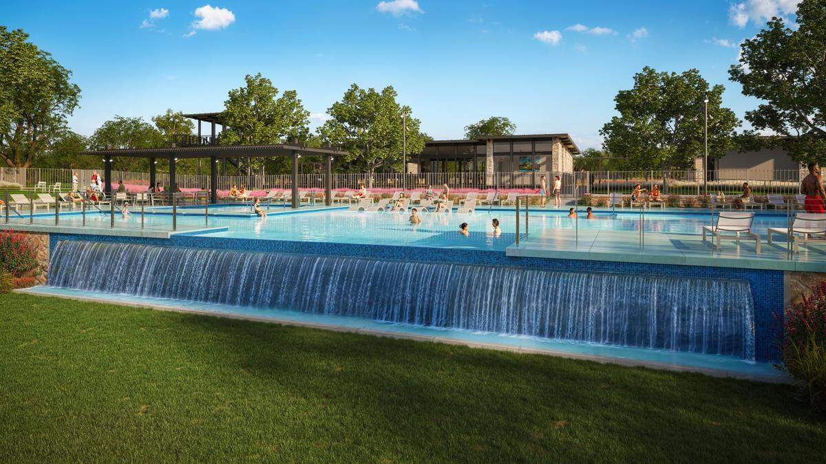 A rendering of the pool amenity at new Landmark by Hillwood development.
