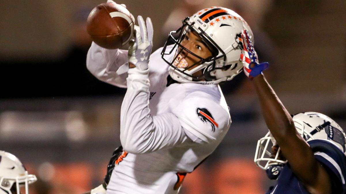 Haltom wide receiver Jace Washington (88) tries to come up with a reception against Richland during the first half, Friday night, October 26, 2018 played at the Birdville ISD Fine Arts Athletics Complex in North Richland Hills, TX,