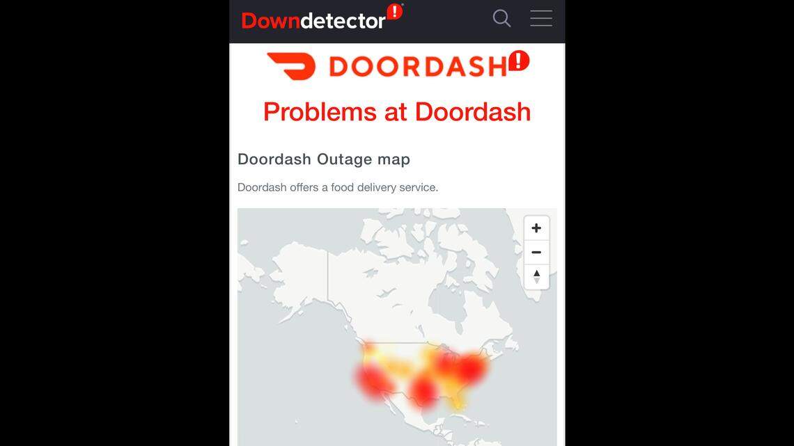 Doordash showing nationwide outages
