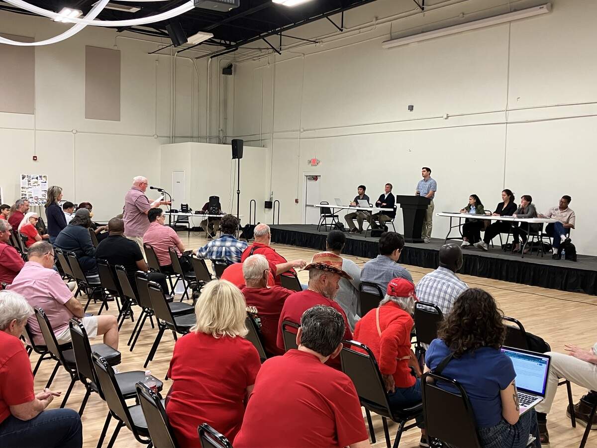 Residents filled the Forest Hill Civic and Convention Center on Thursday, June 18, 2026, for a public meeting regarding a TCEQ wastewater permit application. Several in attendance asked TCEQ to deny the permit, citing environmental and health concerns.