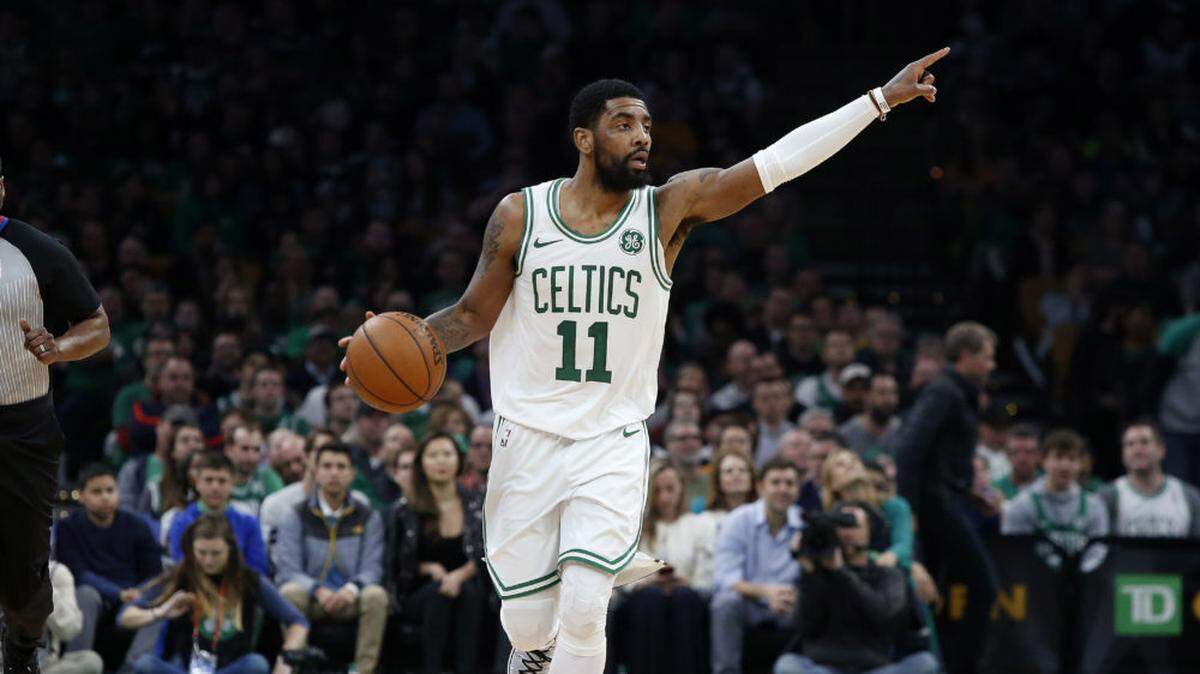 Boston Celtics’ Kyrie Irving during the second quarter of an NBA basketball game against the Indiana Pacers Friday, March 29, 2019, in Boston. (AP Photo/Winslow Townson)