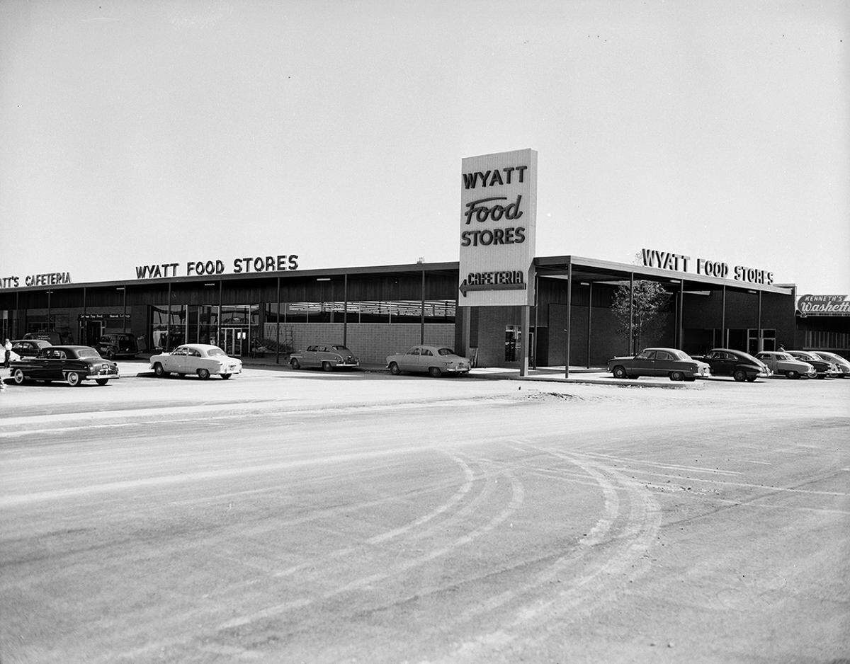 May 30, 1952: The corner location of Wyatt Food Store with 20,000 square feet of floor space, opening in the Fair Oaks Shopping Center.