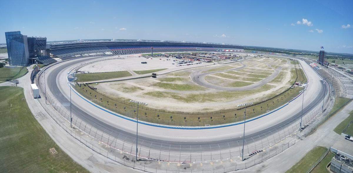 A view of Texas Motor Speedway’s track from the Lone Star Tower off Turn 2.