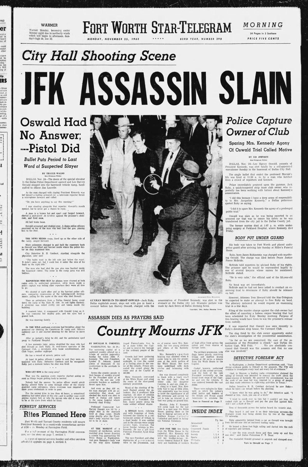The evening edition of the Star-Telegram on Nov. 25, 1963.