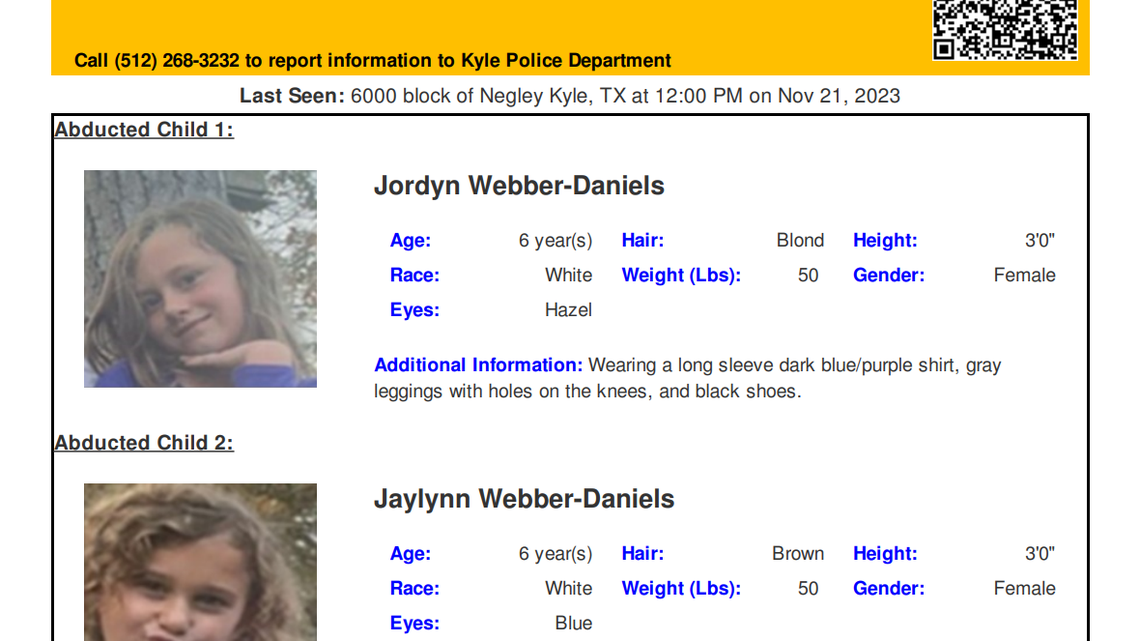 An Amber Alert for two 6-year-old girls missing out of Kyle, TX, was discontinued Tuesday night after the children were found safe, officials say.