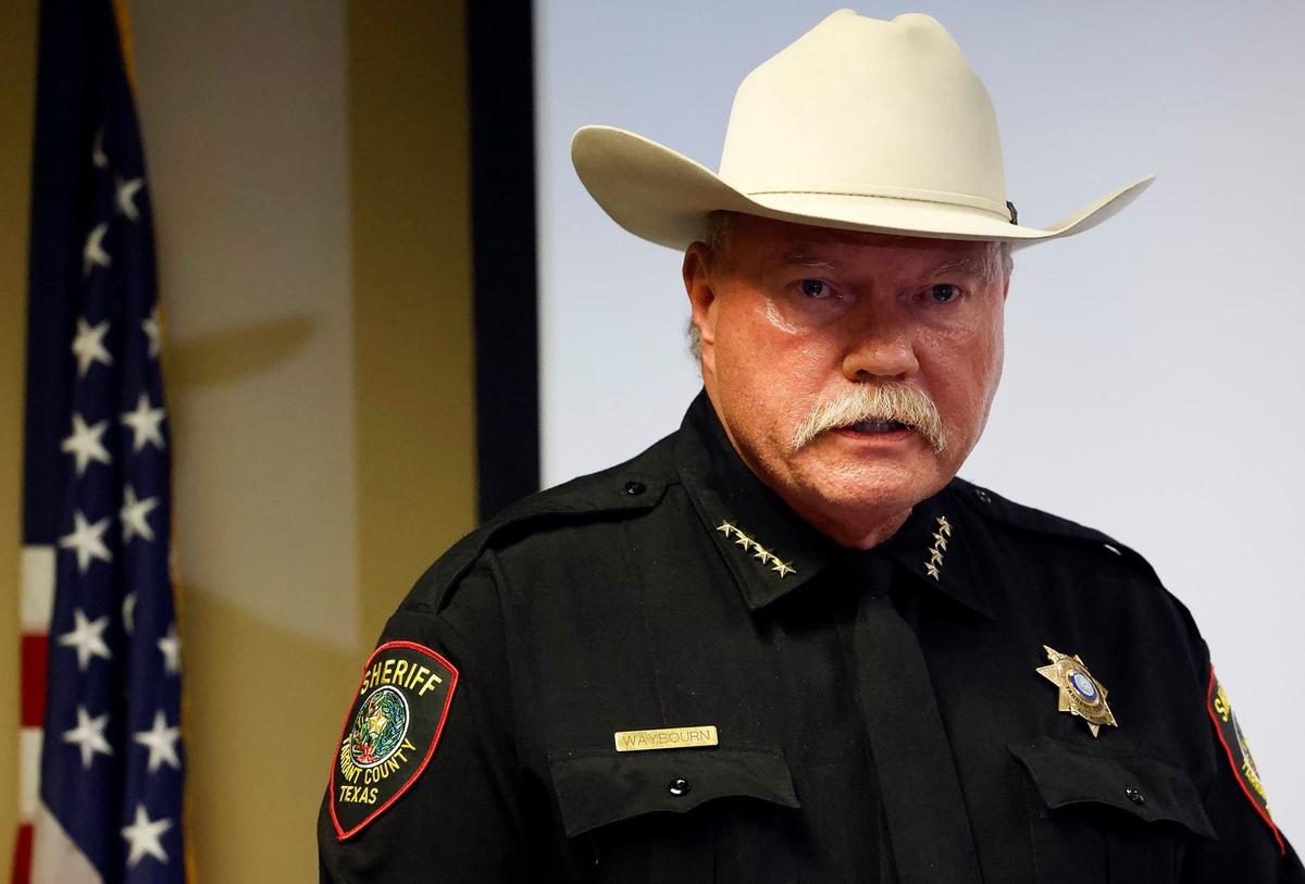Tarrant County Sheriff Bill Waybourn holds a press conference on Thursday, May 16, 2024, to release video of the events leading up to Anthony Johnson Jr.’s death while in custody. Two employees were fired after one jailer put his weight on Johnson’s back.