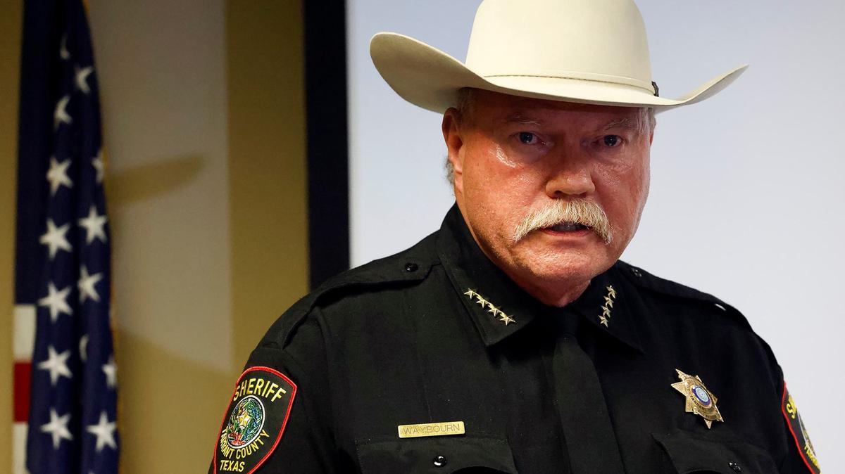 Tarrant County Sheriff Bill Waybourn holds a press conference on Thursday, May 16, 2024, to release video of the events leading up to Anthony Johnson Jr.’s death while in custody. Two employees were fired earlier in the day for a technique used that’s not allowed and violates training protocols.