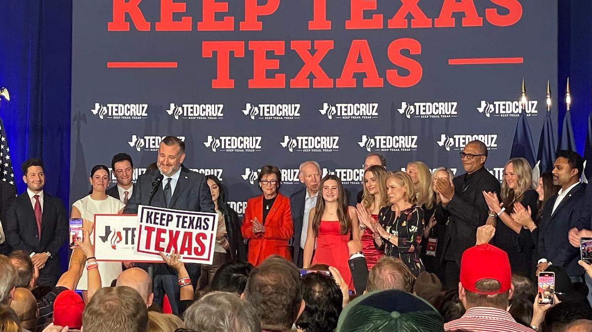 Republican incumbent Ted Cruz declares victory against Democratic Rep. Colin Allred in the race for U.S. Senate on Tuesday, Nov. 5, 2024.