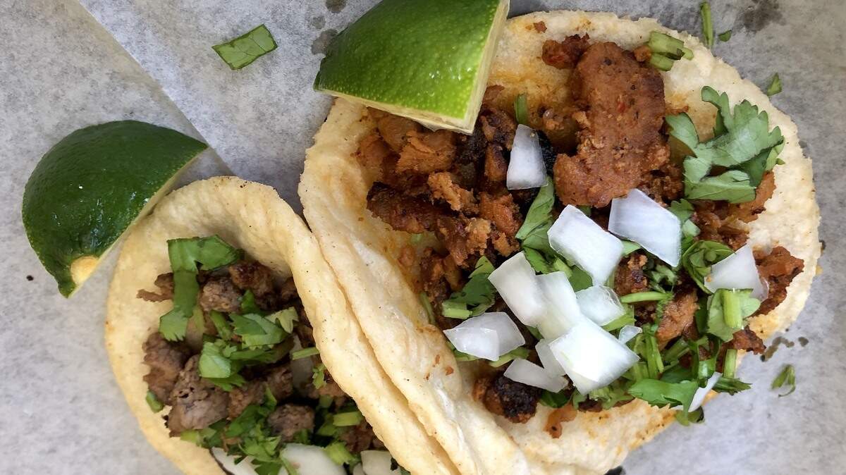 Street tacos on thick, homemade corn tortillas at 3 Niñas restaurant in Hurst.