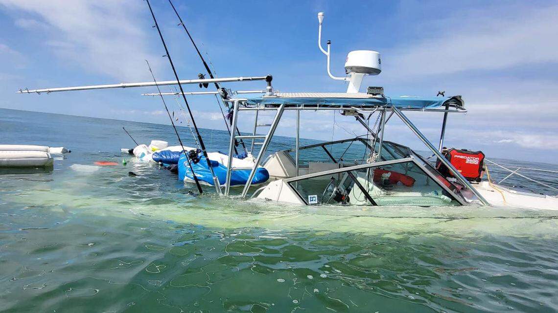 The captain of a sinking sailboat sent a distress signal near Freeport. The Coast Guard rushed to the scene.
