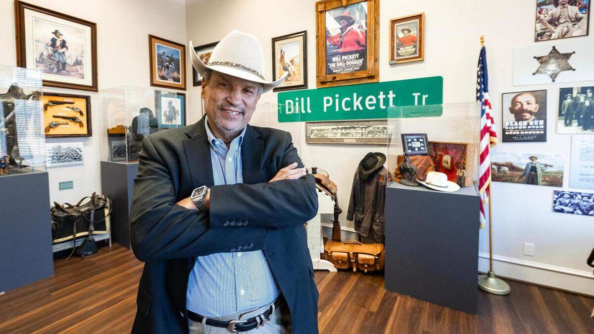 Jim Austin, co-founder of the National Multicultural Western Heritage Museum in Fort Worth, is photographed in the museum’s ‘Cowboys of Color’ room in the museum’s new location in east Fort Worth.