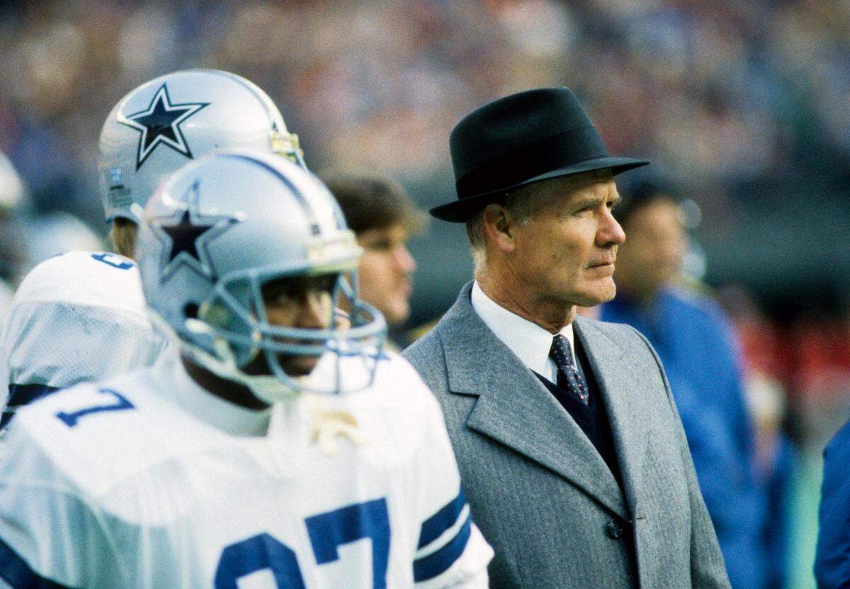 Tom Landry coached the Dallas Cowboys from 1960-88, posting a career 250-152-6 record.