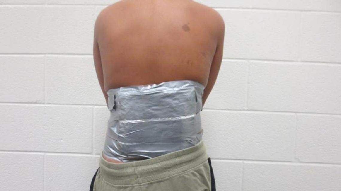 2.25 pounds of methamphetamine and 1.10 pounds of fentanyl were found taped to the 13-year-old boy.
