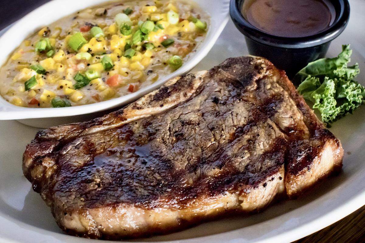 Is this a bone-in New York strip steak or a Kansas City strip? And should the name be changed to “Texas strip”? It’s called by the most familiar name, New York strip, and served with “Riscky dust” at Riscky’s Steakhouse in Fort Worth.