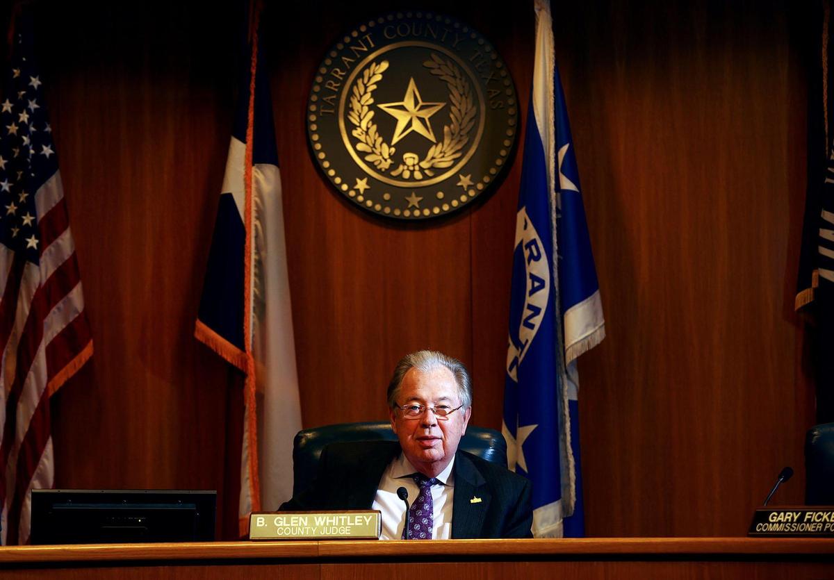 Tarrant County Judge Glen Whitley spends one of the last days in his office on Wednesday, December 28, 2022. Tim O’Hare will replace Whitley as Tarrant County judge on January 1. Whitley has served as the Tarrant County Judge since 2007 and was previously a Tarrant County Commissioner starting in 1997.