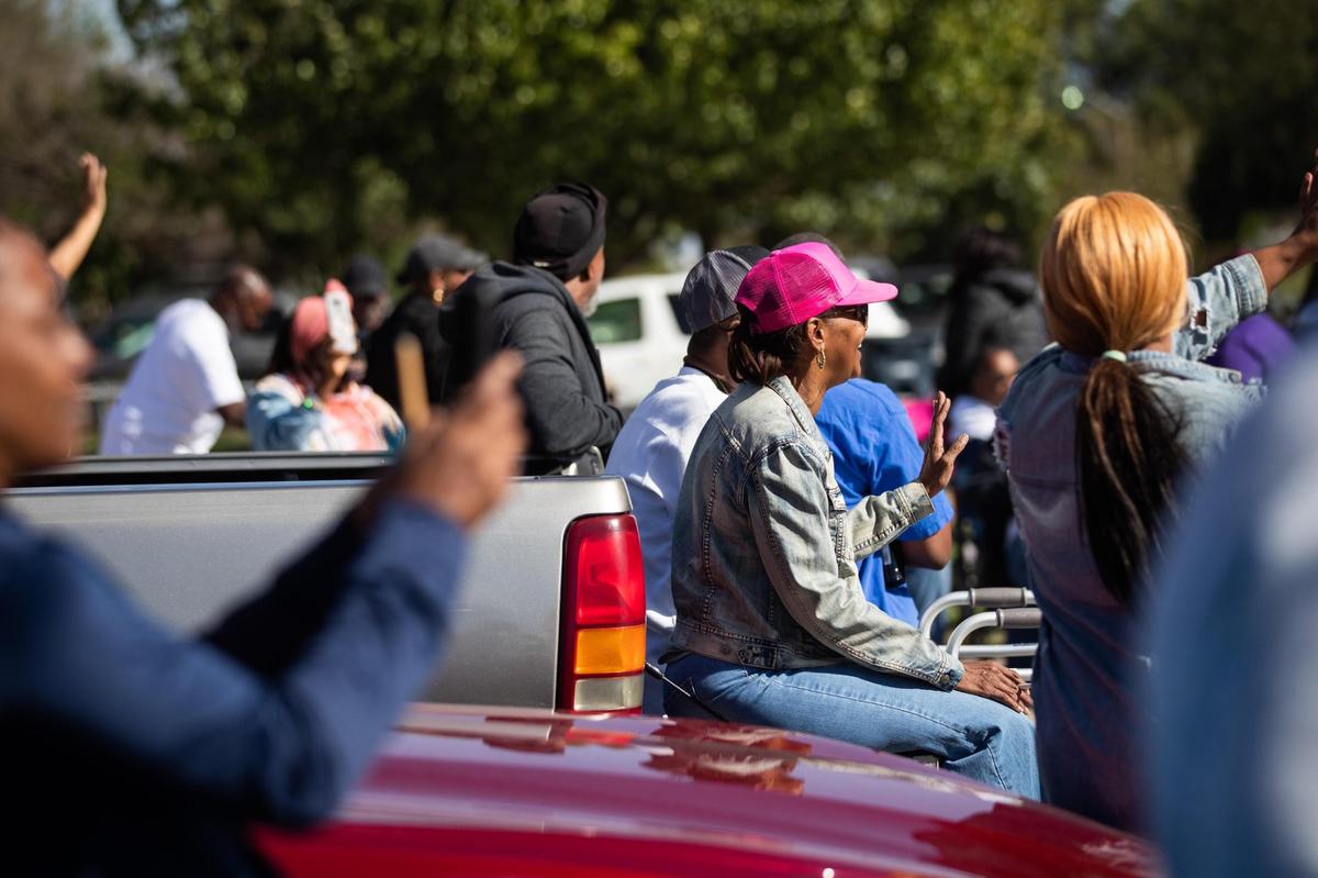 Como residents wave goodbye to an abandoned car wash as it was demolished Thursday on Horne Street in Fort Worth.