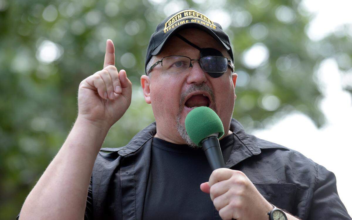Oath Keepers founder Stewart Rhodes, who lives in Granbury, was arrested earlier this year for his involvement in last January’s Capitol riot. He’s pictured here at a 2017 rally in Washington, D.C.