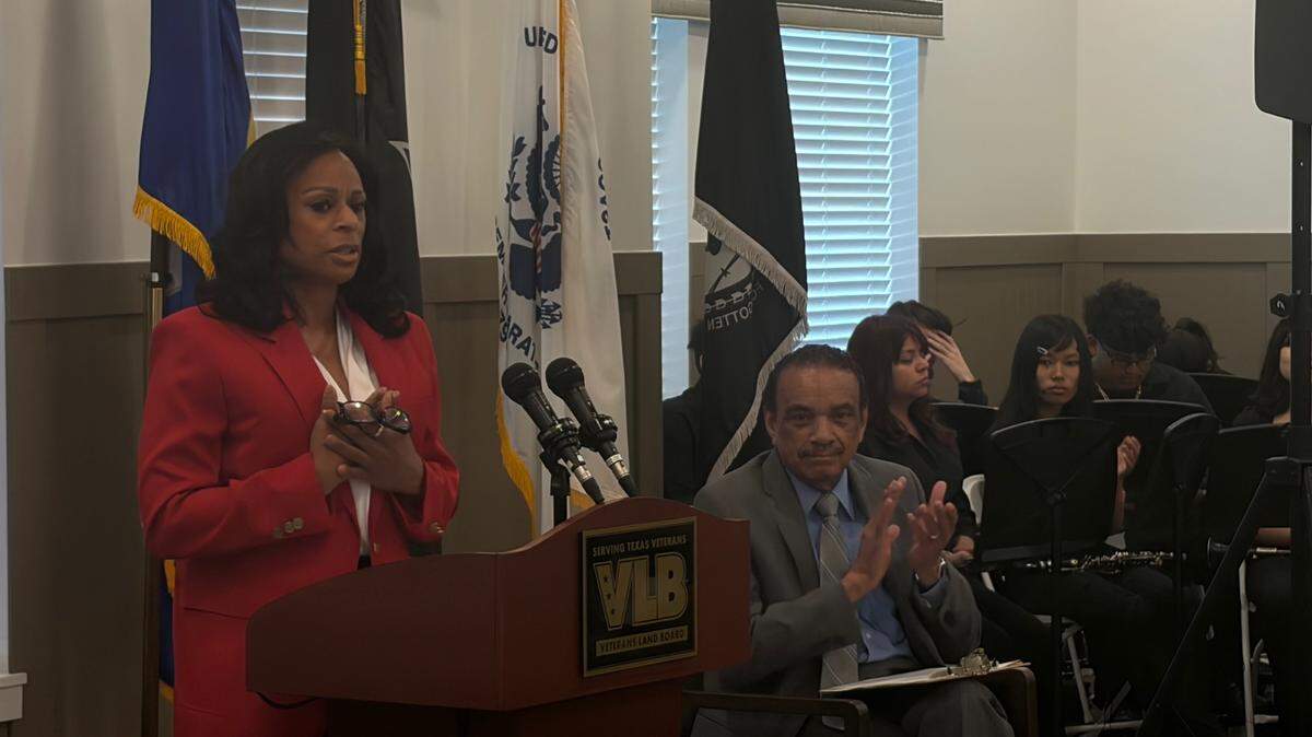 Texas State Rep. Nicole Collier led efforts to pass a bill designating the fourth Thursday of March as Tuskegee Airmen Commemoration Day for a 10-year period ending in 2035. She gave a speech during a celebration at the Tuskegee Airmen Texas State Veterans Home, 2200 Joe B. Rushing Rd, on Thursday morning.