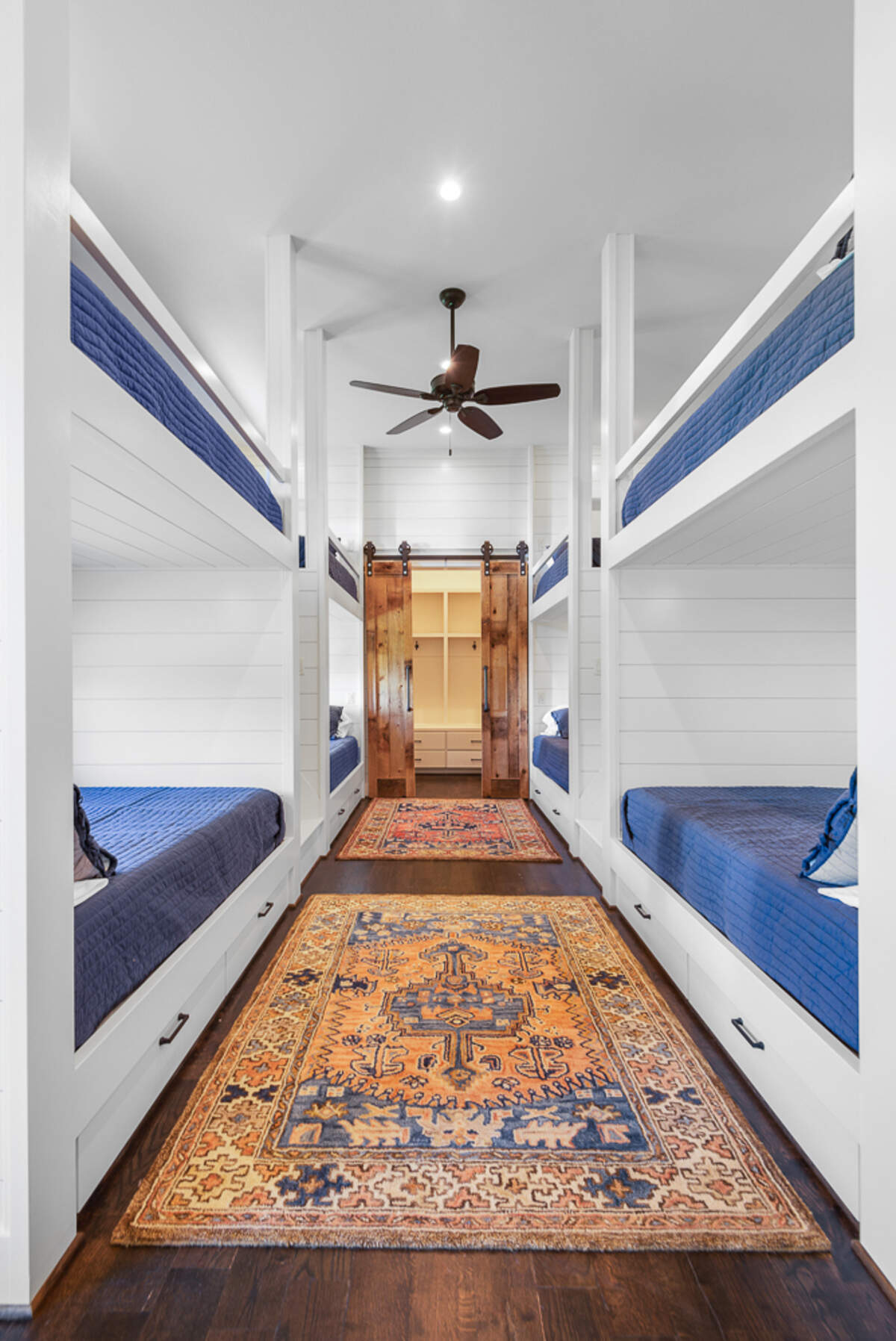 The guest and pool house at Bosque Mountain Ranch holds 16 full sized bunk beds across two rooms.