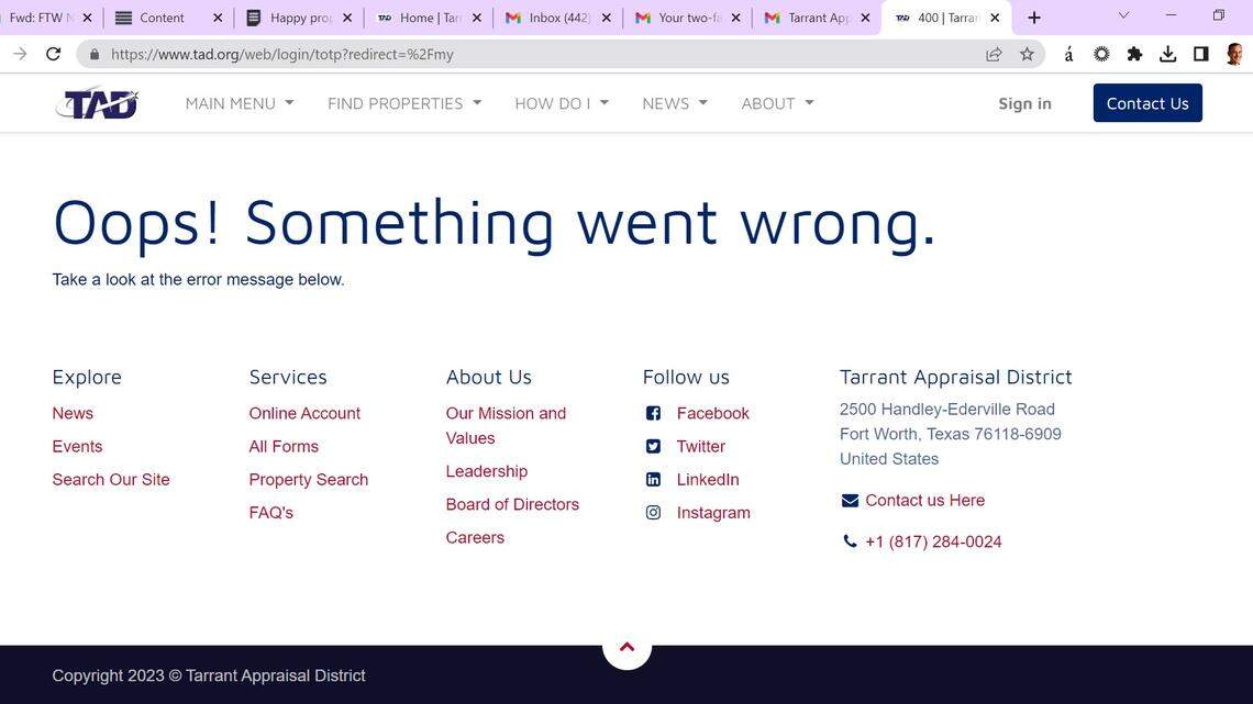 Pages on TAD.org have been locking up and timing out since market value notices were sent out last week.