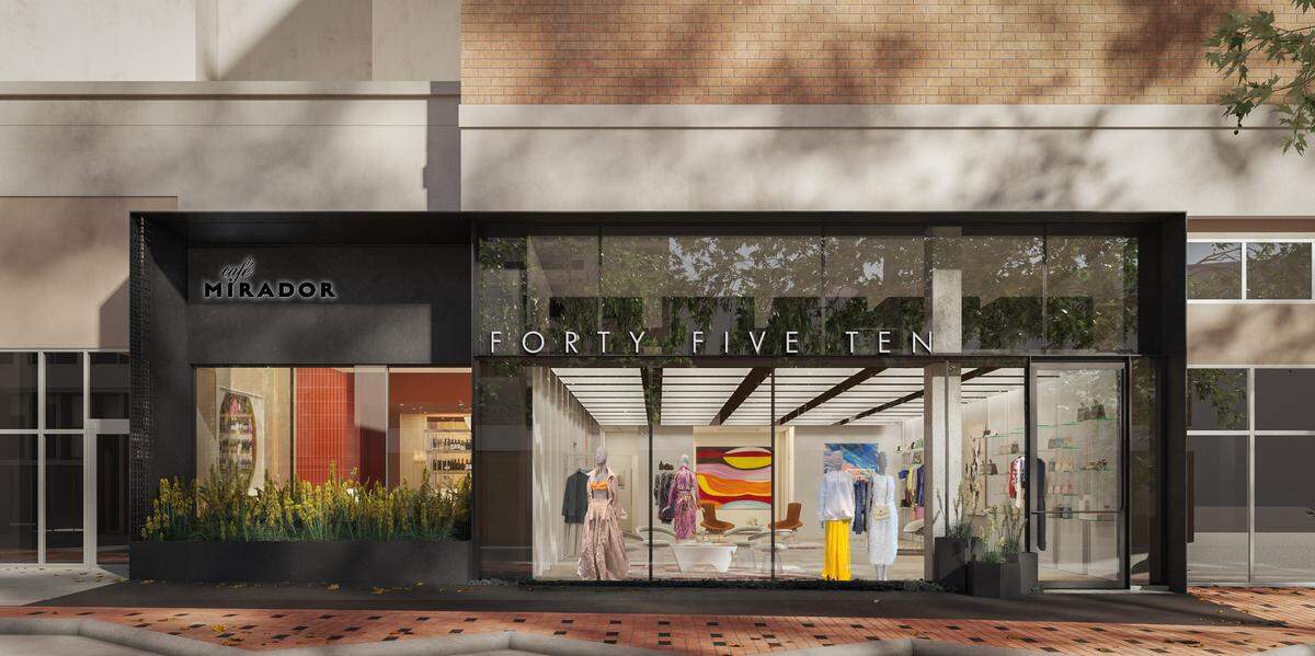 Renderings of the Dallas-based Forty Five Ten Boutique that will open in Sept. 2025 at 3220 W. Seventh Street, Fort Worth.