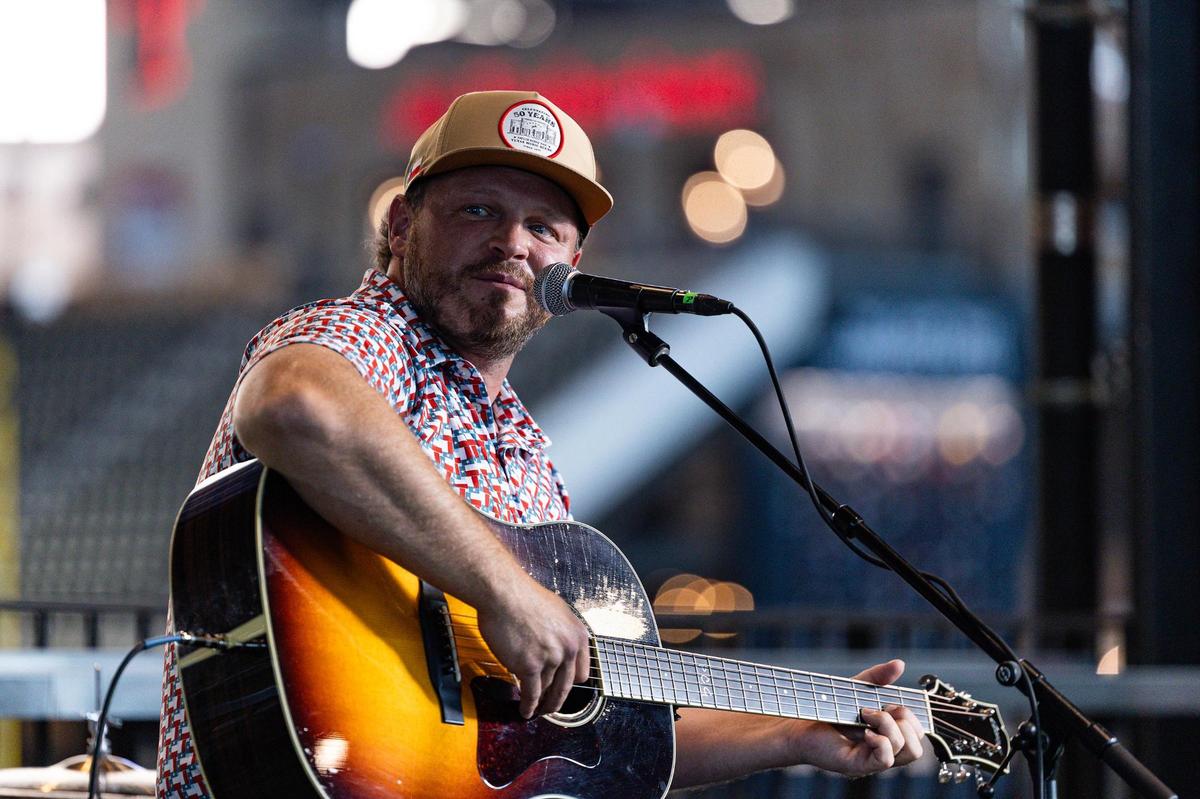 Country music artist Josh Abbott performs during the Pat Green & Friends Flood Relief benefit concert at Globe Life Field in Arlington on Wednesday, July 16, 2025.