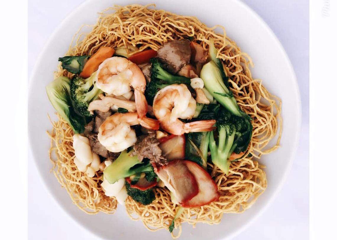 Crispy combination chow mein at My Lan, a Haltom City restaurant.