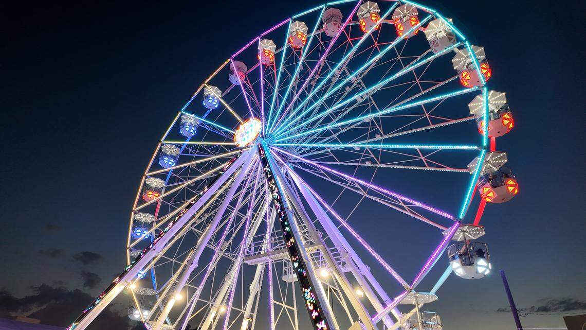 Ferris wheel at entrance of the State Fair of Texas on Oct. 8, 2025 in Dallas.