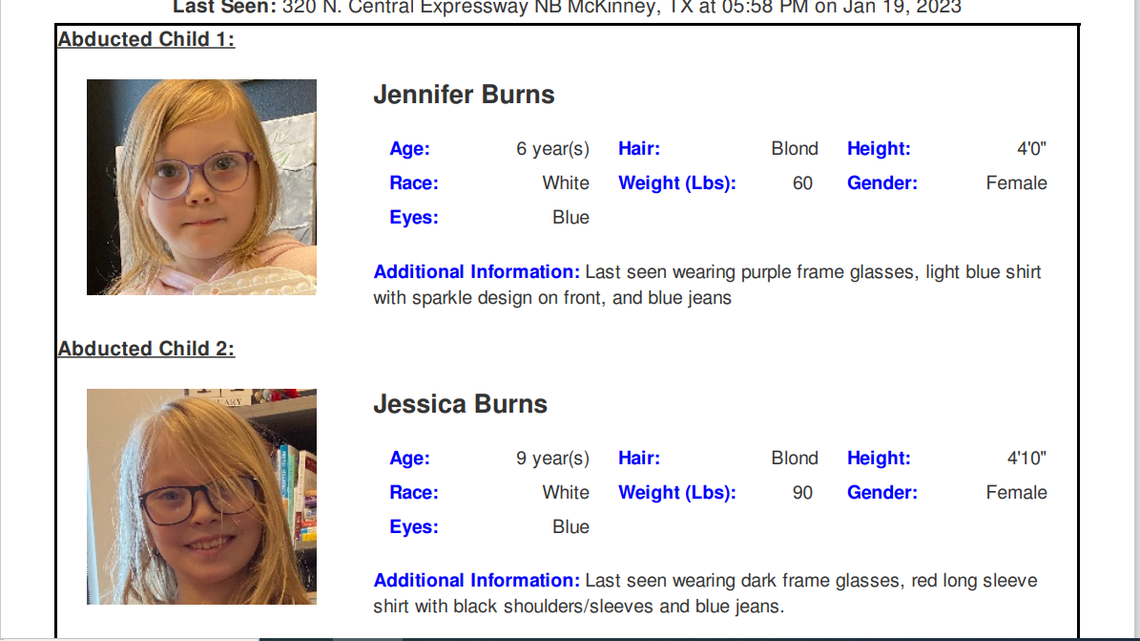McKinney police said Sunday that they have safely located two missing girls and arrested their grandmother and father on kidnapping charges.