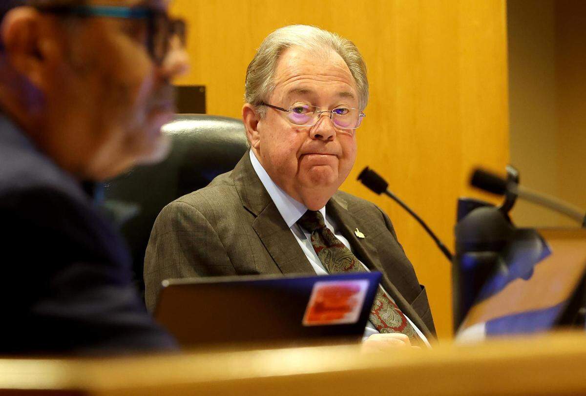 Tarrant County Judge Glen Whitley - as the county’s top elected official - signed the 2021 vaccination contract with the UNT Health Science Center. Whitley is shown here during a meeting in September 2022.