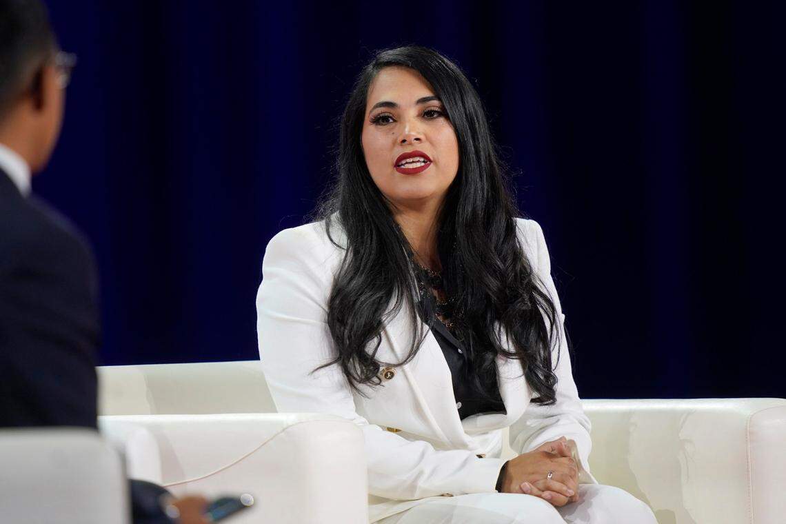 Rep. Mayra Flores, R-Texas, speaks at the Conservative Political Action Conference (CPAC) in Dallas, Friday, Aug. 5, 2022. (AP Photo/LM Otero)