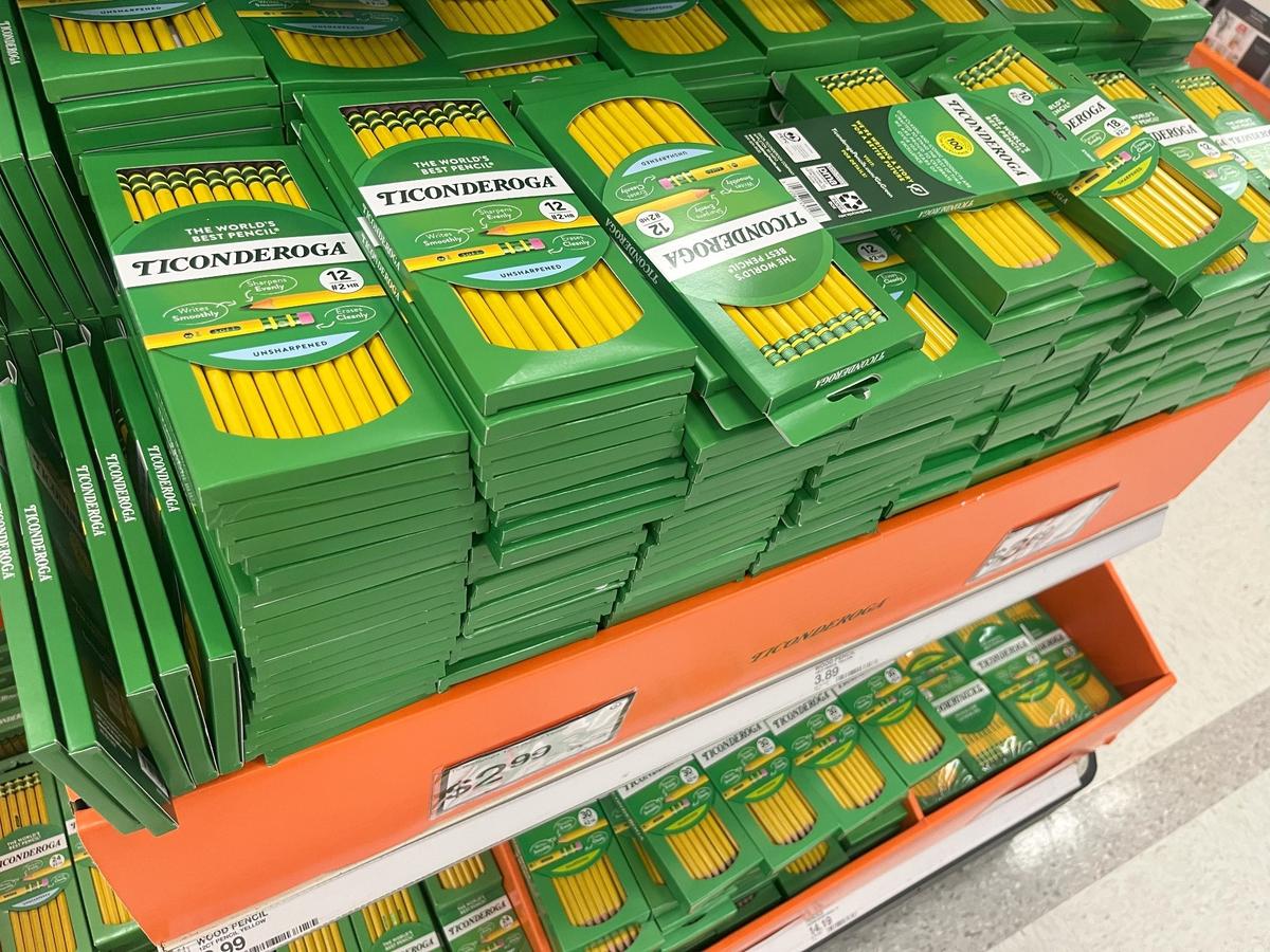 Ticonderoga pencil supply at Target in Fort Worth on July 23, 2025.