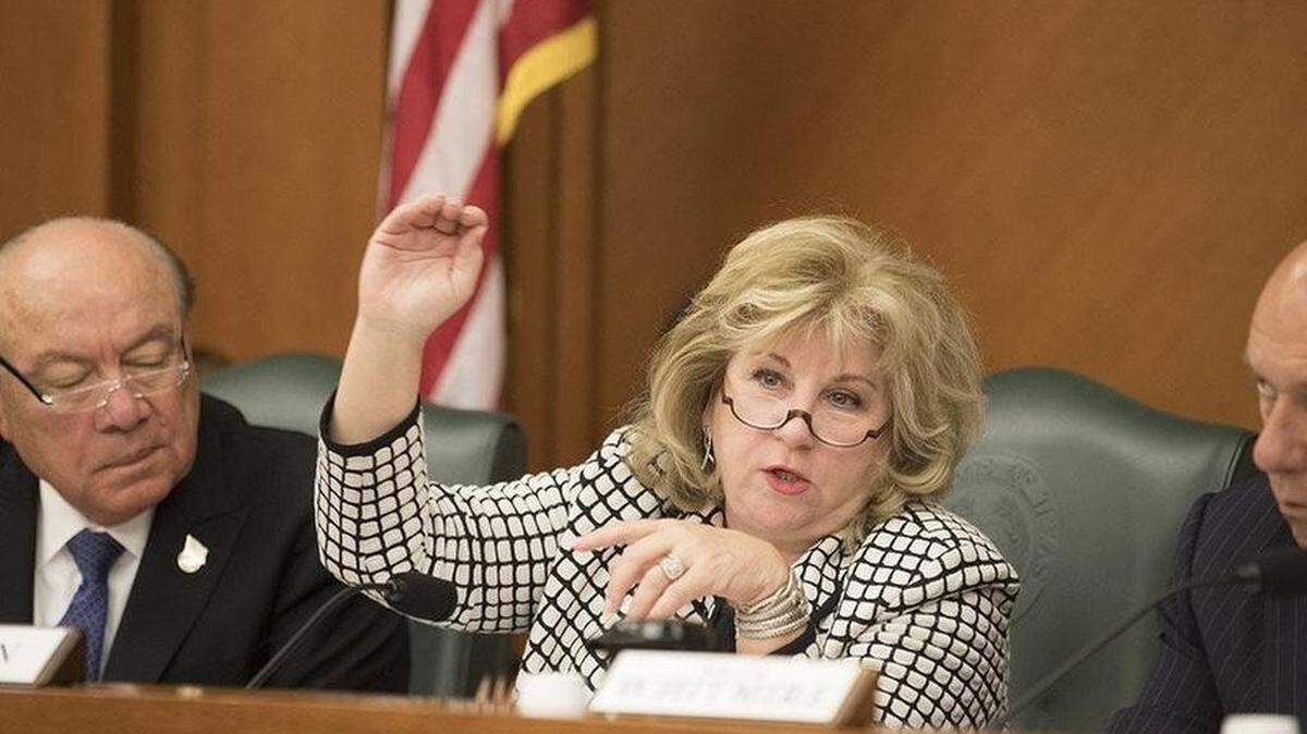 State Sen. Jane Nelson, R-Flower Mound, explains the benefits of Senate Bill 19 during a meeting of the Senate Finance Committee on Saturday, July 22, 2017.