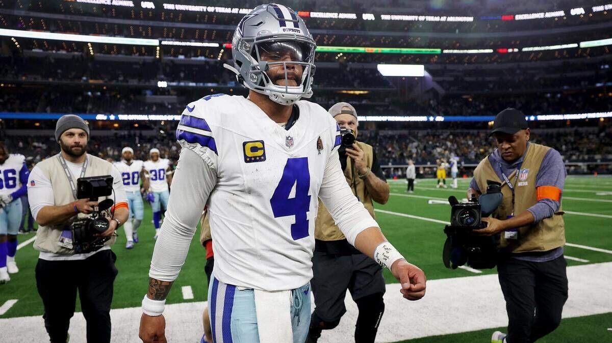 Dallas Cowboys quarterback leaves the field after losing to the Green Bay Packers in the NFC wild-card playoff game on Sunday, January 14, 2024, at AT&T Stadium in Arlington. The Packers defeated the Cowboys, 48-32.